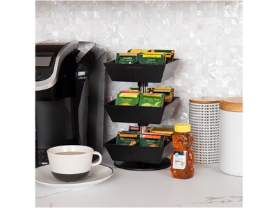 Mind Reader 12-Compartment Plastic Tea and Condiment Carousel, Black (TEASWIV3T-BLK)