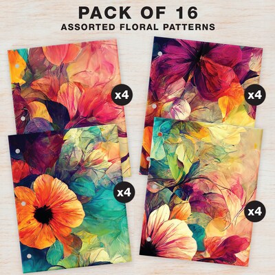 Global Printed Products Abstract Floral 3-Hole Punched 2 Pocket Presentation Folder, Assorted Colors