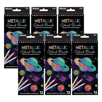 Bazic Metallic Colored Pencils, Assorted Colors, 12/Pack, 6 Packs/Bundle (BAZ735-6)