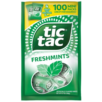 Tic Tac Freshmints Mini Pillow Packs Hard Candy Mints, 6.7 oz. (FEU06002)