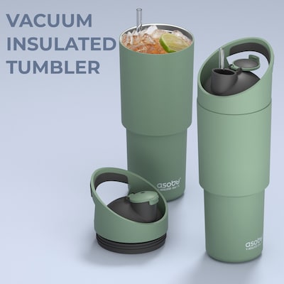 ASOBU Cosmic Stainless Steel Double Wall Insulated Water Bottle, 32 oz., Basil Green, (ADNABF77BG)