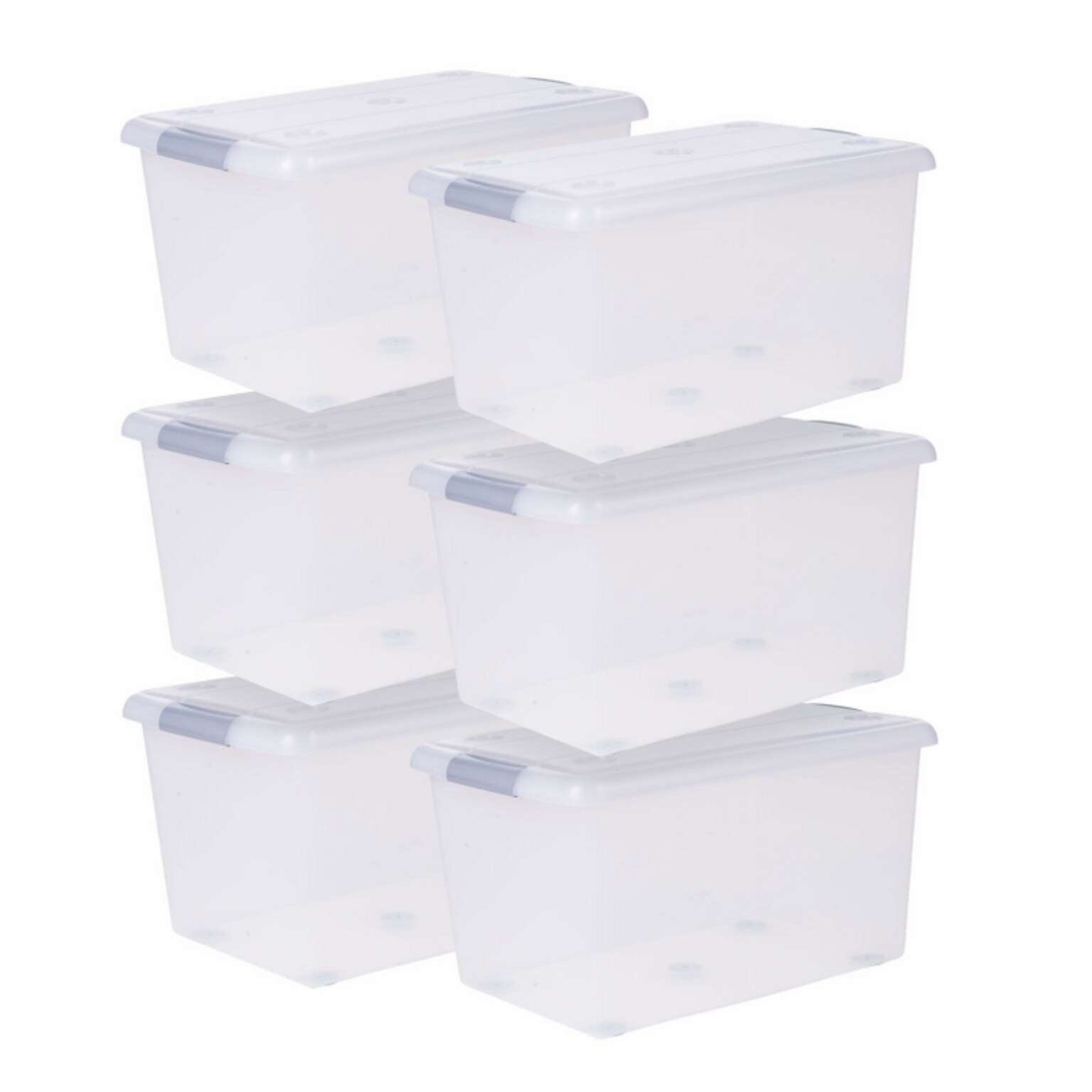 Iris Store & Slide 61 Quart Storage Bin with Lid, Plastic, Clear, 6/Carton (270017)