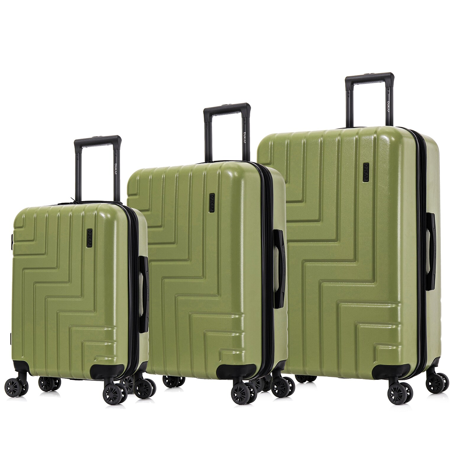 DUKAP Zahav 3-Piece Hardside Spinner Luggage Set, TSA Checkpoint Friendly, Green (DKZAHSML-GRN)