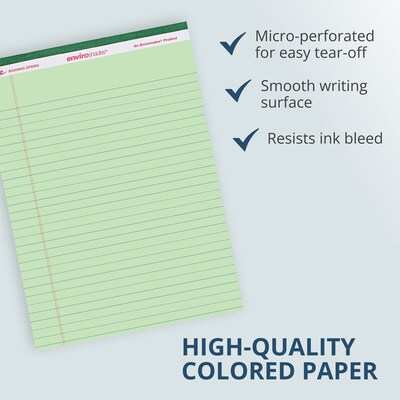 Roaring Spring Paper Products Enviroshades Notepad, 8.5" x 11.75", Wide Ruled, Green, 50 Sheets/Pad, 3 Pads/Pack (74193)