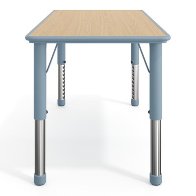 Flash Furniture Wren Rectangular Activity Table, 23.5" x 47.25", Height Adjustable, Natural Woodgrain/Dusty Blue