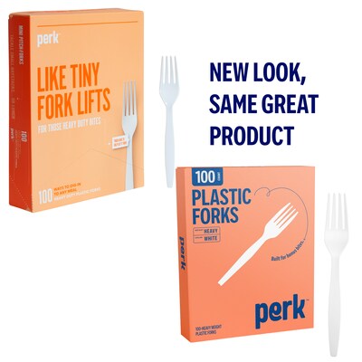 Perk™ Plastic Fork, Heavy-Weight, White, 100/Pack (PK56391)
