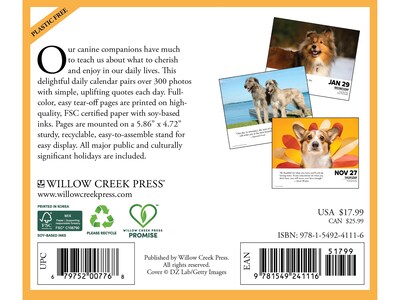 2025 Willow Creek What Dogs Teach Us 5.86 x 4.72 Day-to-Day Calendar (41116)