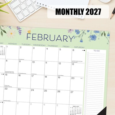 2027 Willow Creek Wildflowers 22" x 17" Monthly Desk Pad Calendar, Assorted Colors (66652)