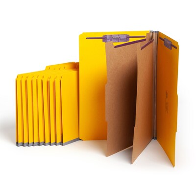 Smead 50% Recycled Pressboard Classification Folders, 2 Expansion, Legal Size, 2 Dividers, Yellow,