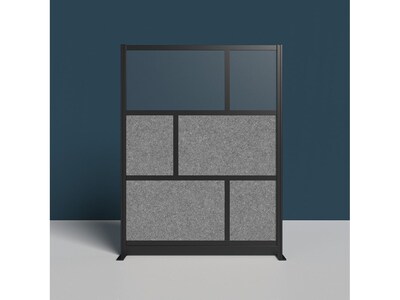 Luxor Expanse Series 6-Panel Freestanding Room Divider System Starter Wall, 70H x 53W, Black/Gray