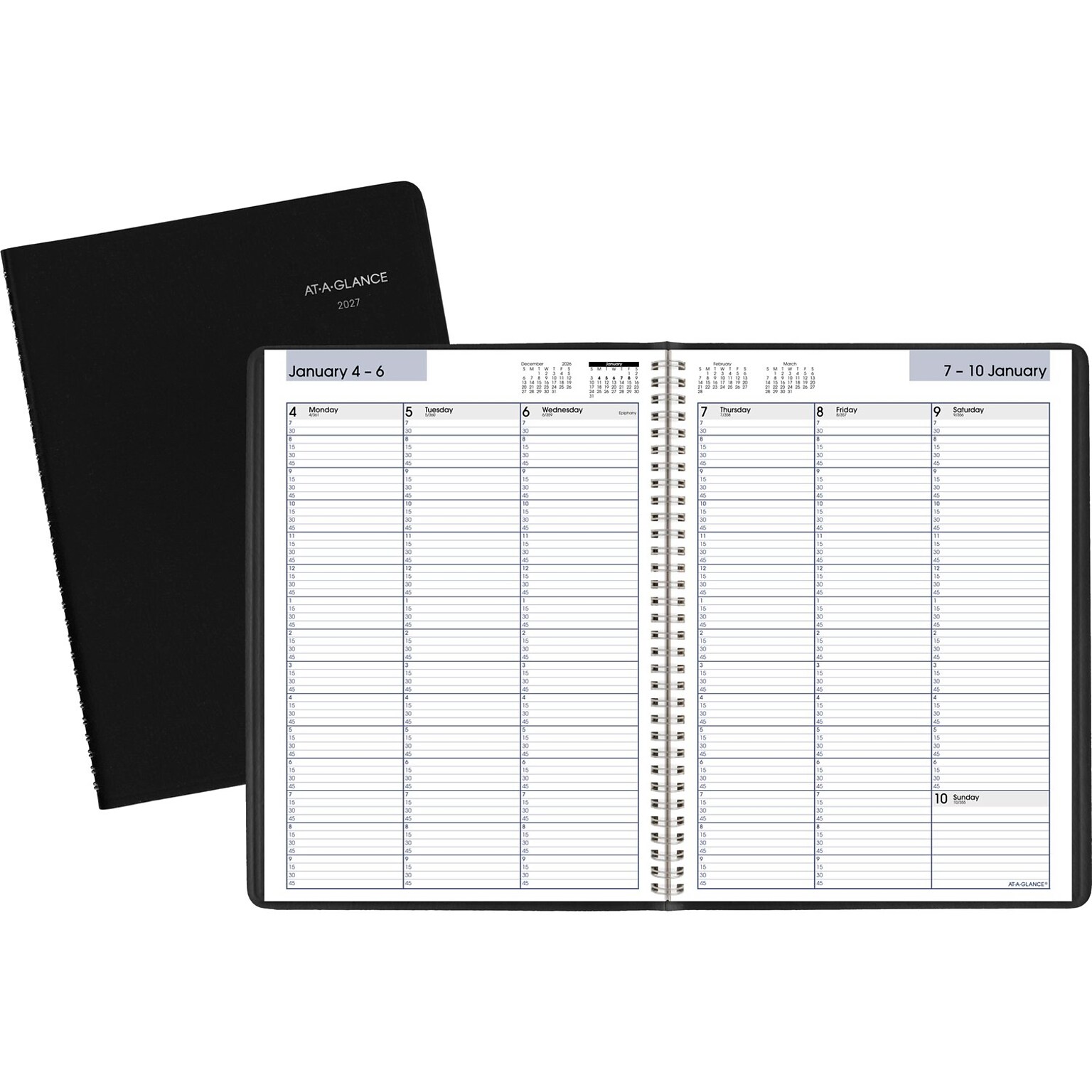 2027 AT-A-GLANCE DayMinder 8 x 11 Weekly Appointment Book, Faux Leather Cover, Black (G520-00-27)