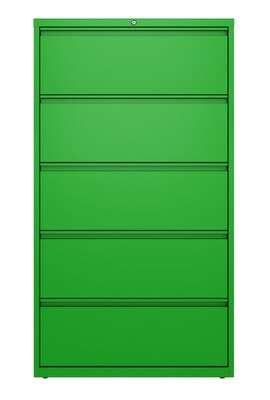Hirsh HL10000 Series 5-Drawer Lateral File Cabinet, Locking, Letter/Legal, Screaming Green, 36 (24259)