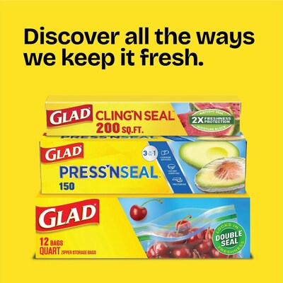 Glad Zipper Freezer Storage Bags, Gallon, 15 Bags/Box (57034)
