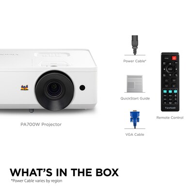 ViewSonic 4500 Lumens WXGA High Brightness Projector with Dual HDMI, USB, VGA, RS232, White (PA700W)