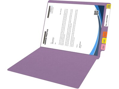 Medical Arts Press Reinforced End Tab File Folder, Straight Cut, Letter-Size, Lavender, 50/Box (S-01501-LAV)
