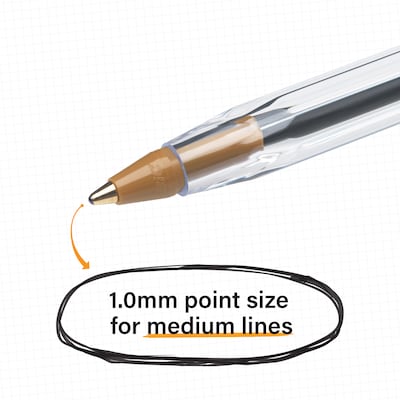 BIC Cristal Ballpoint Pens, Medium Point, Red Ink, Dozen (MS11-RED)