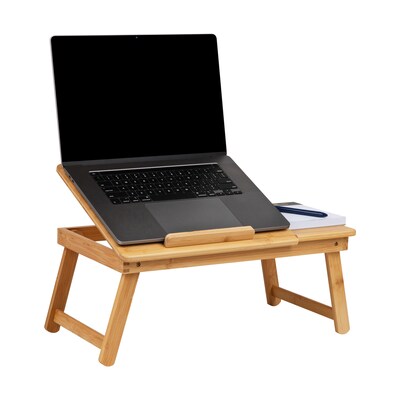 Mind Reader 12" x 19.75" Lap Desk/Laptop Stand With Folding Legs, Brown (BEDTRAYBM-BRN)