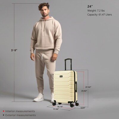 InUSA Trend 27.52 Hardside Suitcase, 4-Wheeled Spinner, TSA Checkpoint Friendly, Sand (IUTRE00M-SAN)