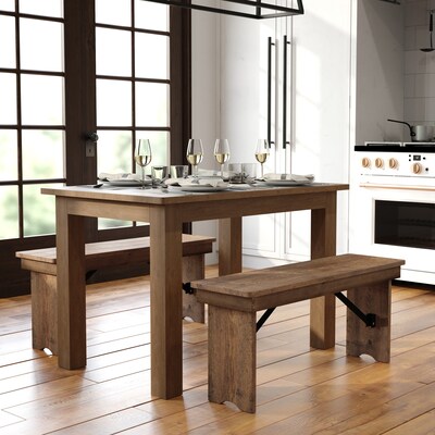 Flash Furniture HERCULES Series 46" Farm Dining Table, Rustic Pine (XAF46X30)