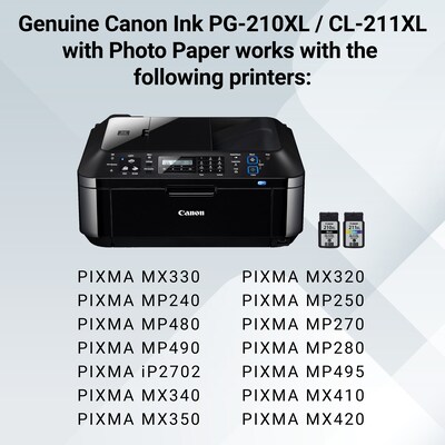 Canon PG-210XL/CL-211XL Black/Tri-Color Standard Yield Ink Cartridge, Bundle, 2/Pack