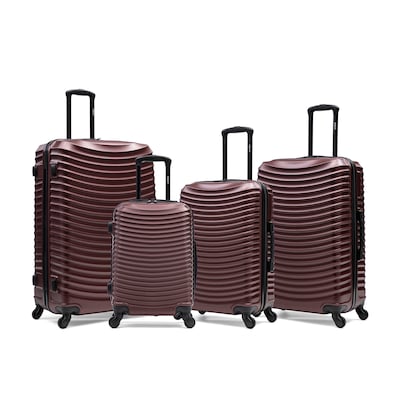 DUKAP Adly 4-Piece Hardside Spinner Luggage Set, TSA Checkpoint Friendly, Wine (DKADLSMLXL-WIN)