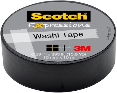 Scotch® Expressions Washi Tape, 0.59 x 10.91 yds., Black (C314-BLK)
