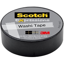 Scotch® Expressions Washi Tape, 0.59 x 10.91 yds., Black (C314-BLK)