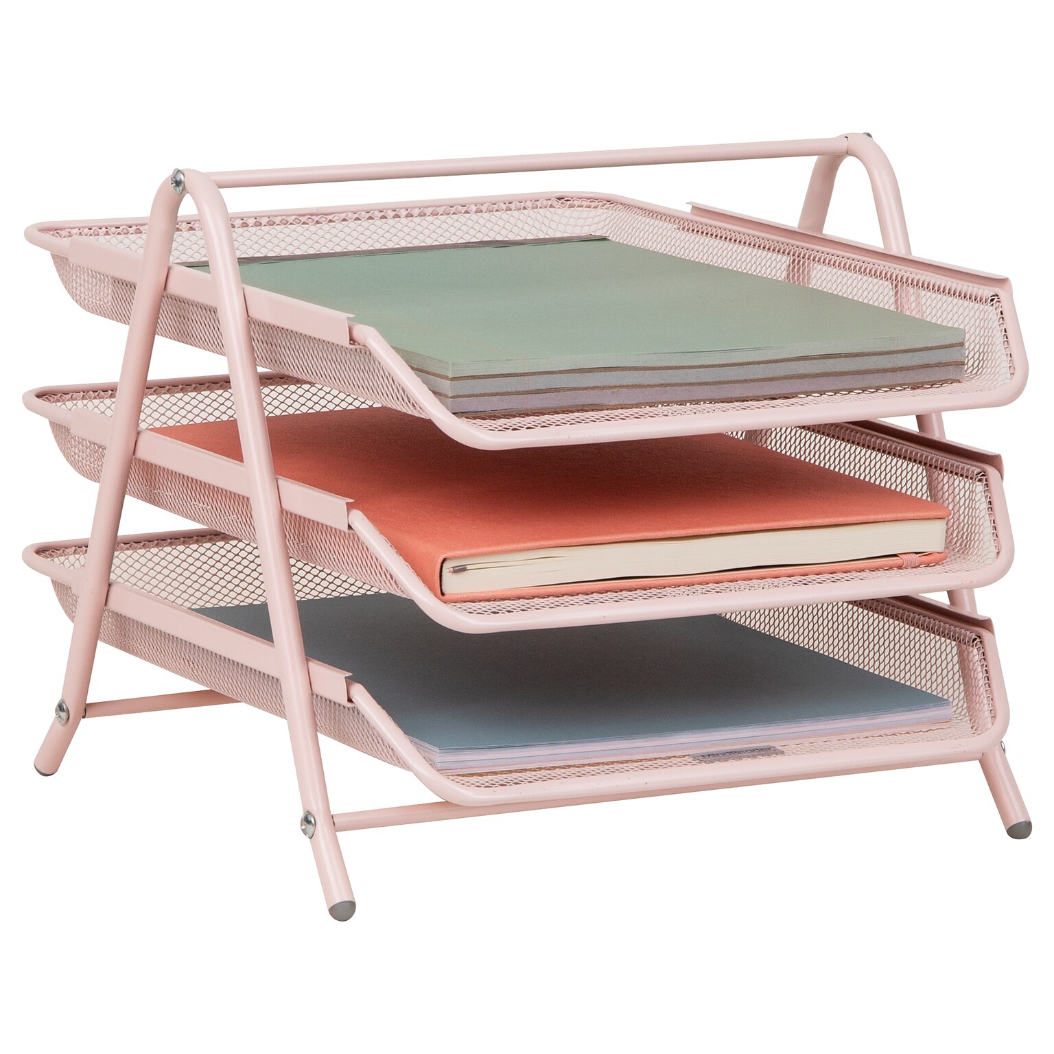 Mind Reader Metal Front Loading Letter Tray, Pink (3TPAPER-PNK)