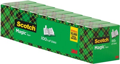 Scotch Magic Invisible Tape Refill,  3/4" x 27.77 yds., 10/Pack (810K10)