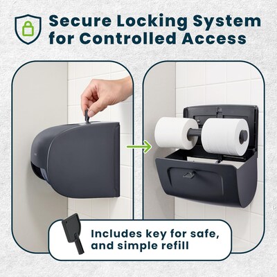 Alpine Industries Side-by-Side Double Roll Toilet Tissue Dispenser, Gray, 2/Pack (452-GRY-2PK)