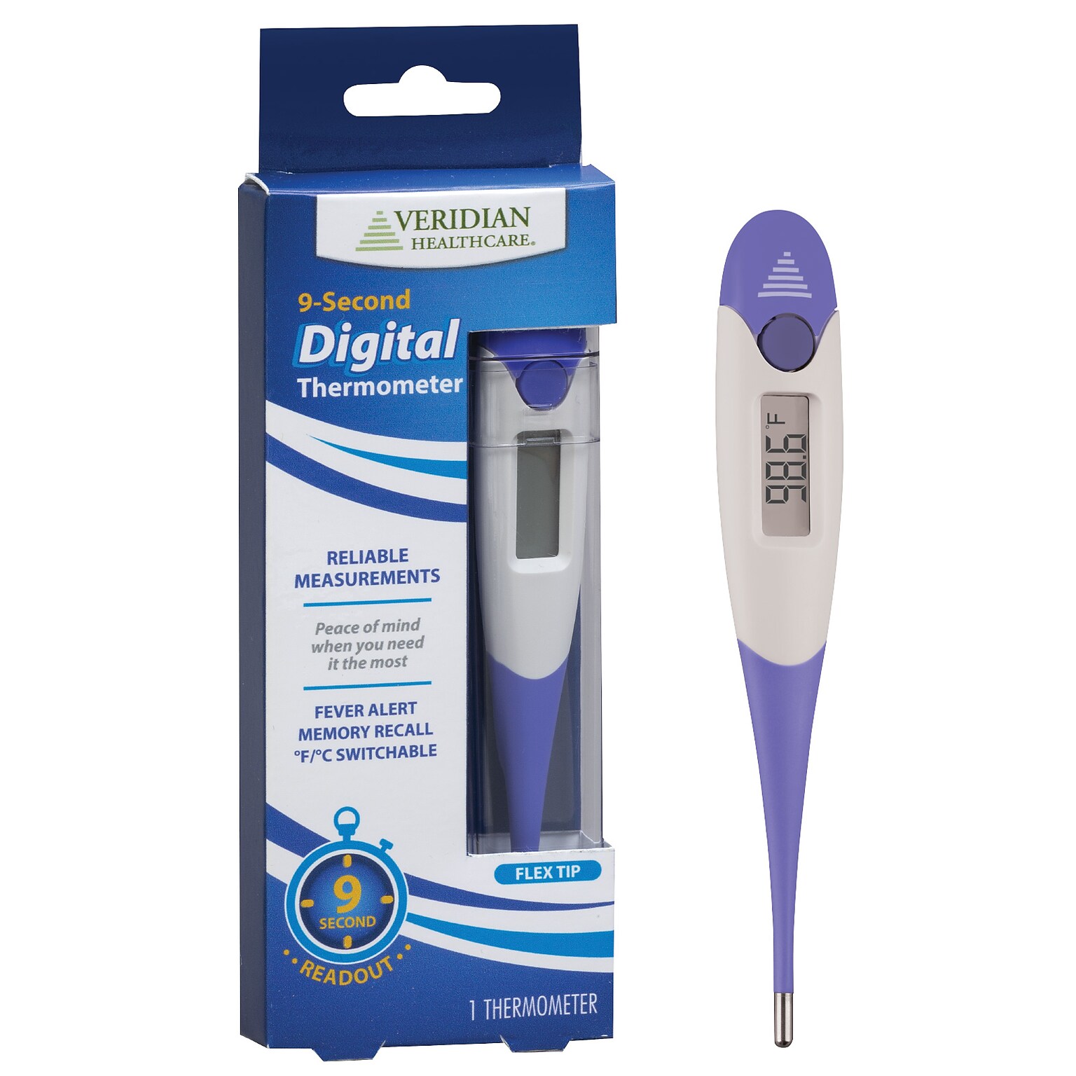 Veridian Healthcare Digital Oral Thermometer, Purple (08-359)