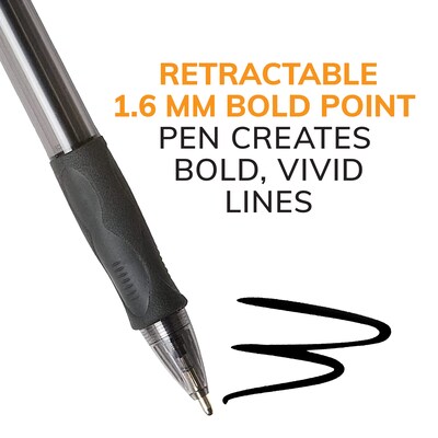 BIC GLIDE Bold Retractable Ballpoint Pen, Bold Point, 1.6mm, Black Ink, Dozen (VLGB11-BLK)