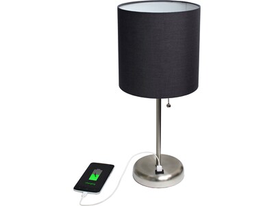 Creekwood Home Oslo LED Table Lamp, Brushed Steel/Black (CWT-2012-BK)