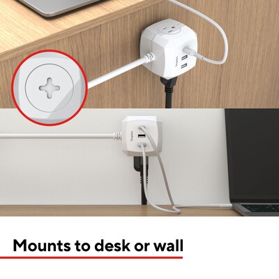 Staples TECH 5' Extension Cord, 3-Outlet, 14 AWG, White (ST62348)