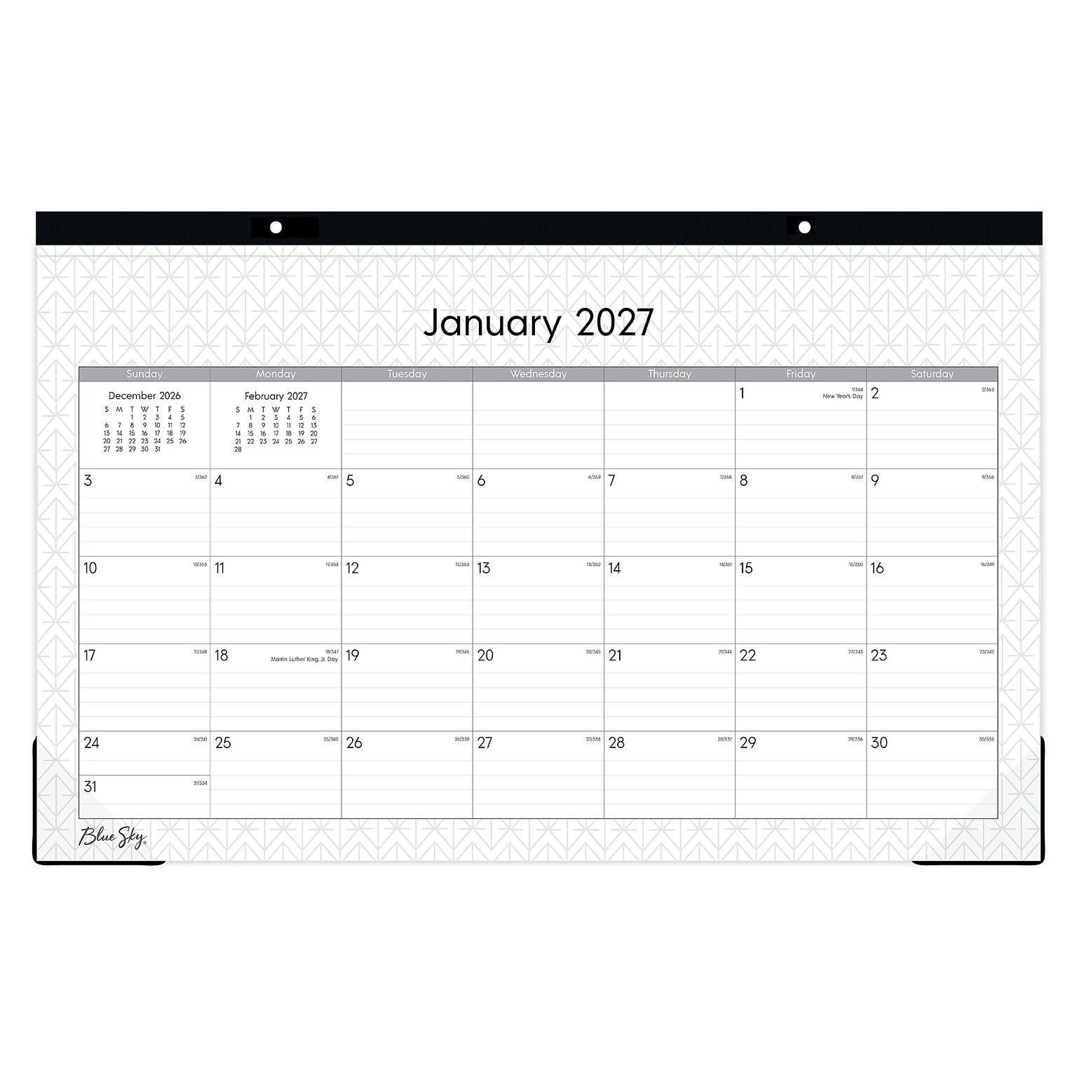 2027 Blue Sky Enterprise 17 x 11 Monthly Desk Pad Calendar, Black/White (111293-27)