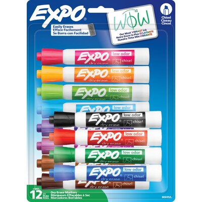 EXPO Tank Dry Erase Markers, Chisel Tip, Assorted Colors, 12/Pack (80699)