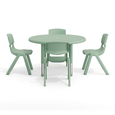 Flash Furniture Emmy 33" Round Activity Table Set, Height Adjustable, Sage (YCX73RNDTBSGEE)