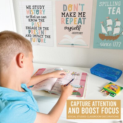 Hadley Designs 11" x 14" Boho History Bulletin Board Classroom Decor Posters, 6/Set (HDDX004BE8MKR)