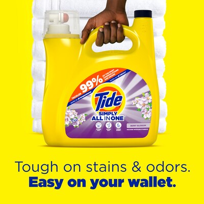 Tide Simply HE Simply Liquid Laundry Detergent, Berry Blossom Scent, 85 Loads, 107 oz. (26838)
