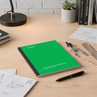 Staples Wireless 1-Subject Notebook, 8.5" x 11", Graph Ruled, 80 Sheets, Green (ST58384C)