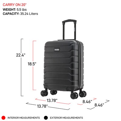 InUSA Trend 20" Hardside Carry-On Suitcase, 4-Wheeled Spinner, TSA Checkpoint Friendly, Black (IUTRE00S-BLK)