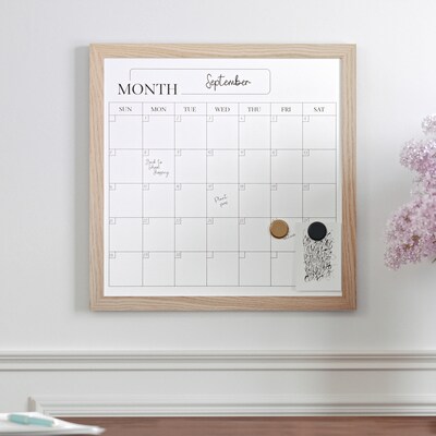 Martha Stewart Everette Magnetic Dry Erase Monthly Calendar Set, Engineered Wood Frame, 18" x 18" (BRPMMWP4545LN)