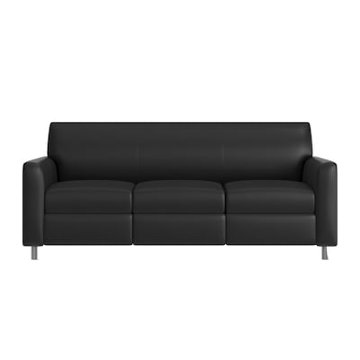 Flash Furniture Agent LeatherSoft Reception Sofa, Black/Chrome Legs (BT827U3BKCHR)