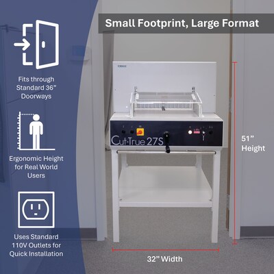 Formax Cut-True 27S 18.9” Semi-Automatic Guillotine Paper Cutter with LED Laser Line, White (CUT-TRUE 27S)