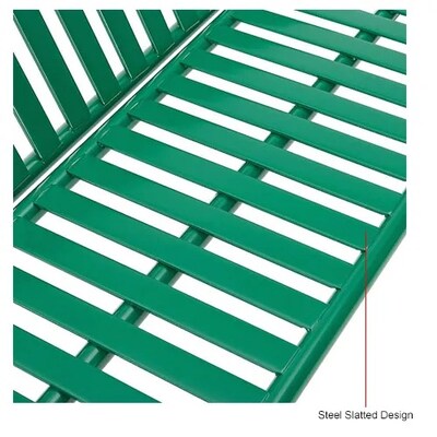 Global Industrial 4' Outdoor Bench w/ Back, Vertical Steel Slat, Green (694853KD)