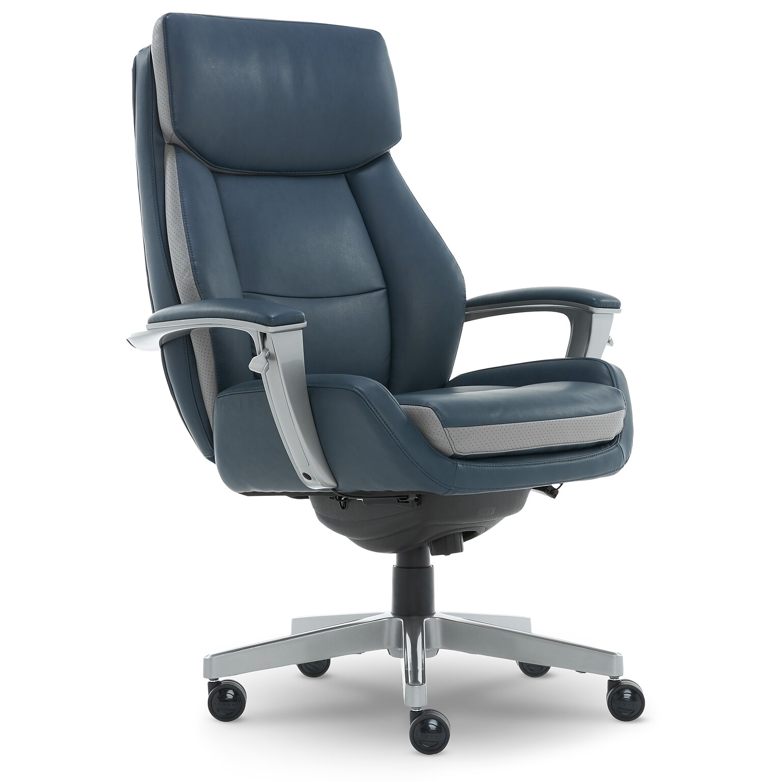 La-Z-Boy Alton Ergonomic Bonded Leather Swivel Executive Chair, Blue (60029-DS)