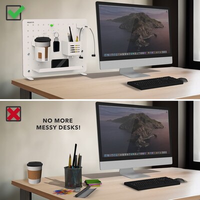 Mount-It! Clamp-On Pegboard Organizer with Accessories for Desks, White (MI-7302WHT)