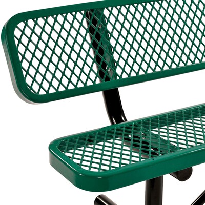 Global Industrial 6' Outdoor Steel Bench w/ Backrest, Expanded Metal, Green (277154GN)