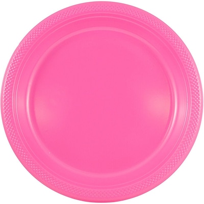 JAM Paper 7 Plastic Plates, Fuchsia Pink, 80/Pack (2255320680g)