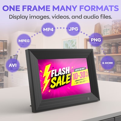 iFab 55P 10.1" Digital Signage Picture Frame for Retail Display, USB and SD Playback, Remote Control, Black (IPF55PBK)